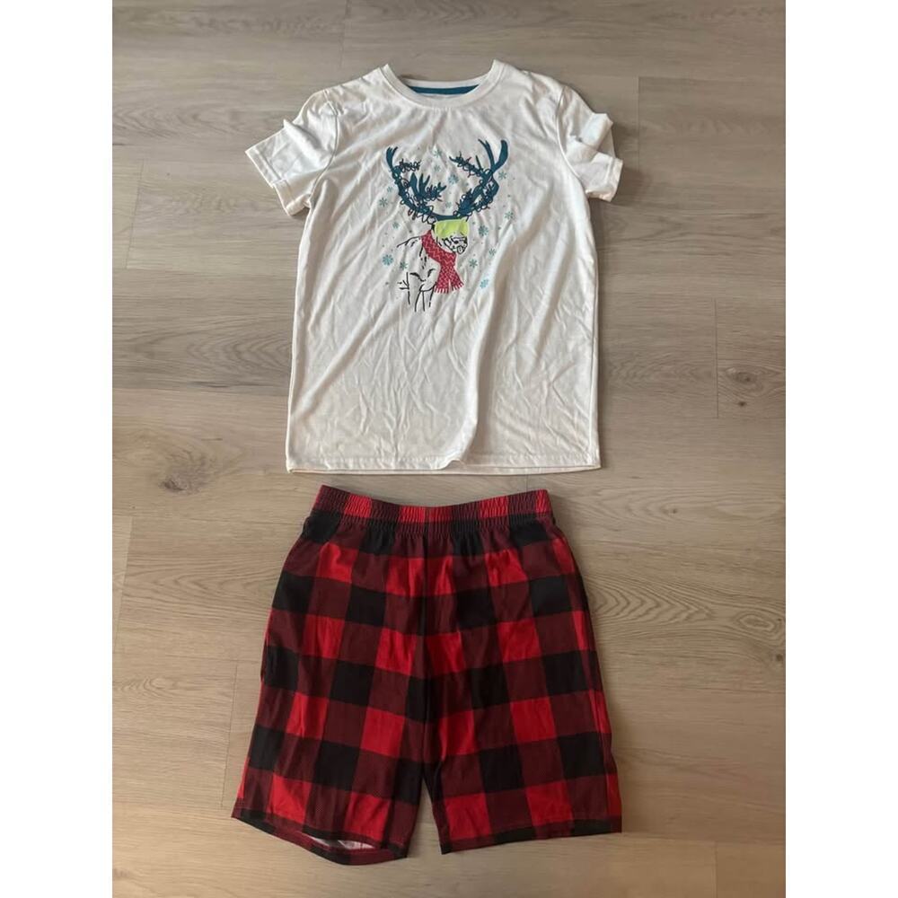 Boys XL 14 Reindeer Christmas Pajama Short Set